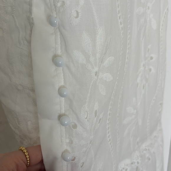 Embroider eyelet Sezane style Elegant White Eyelet Maxi Dress - Picture 7 of 7